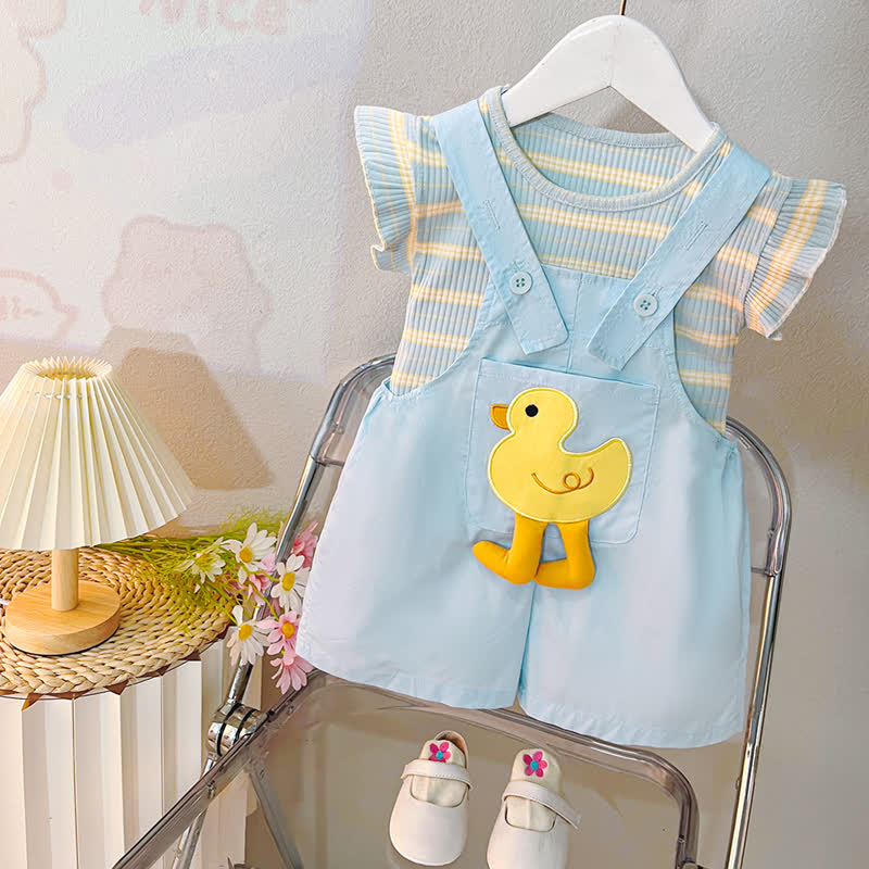 Toddler Girl 2-Piece Duck Striped Blue Set