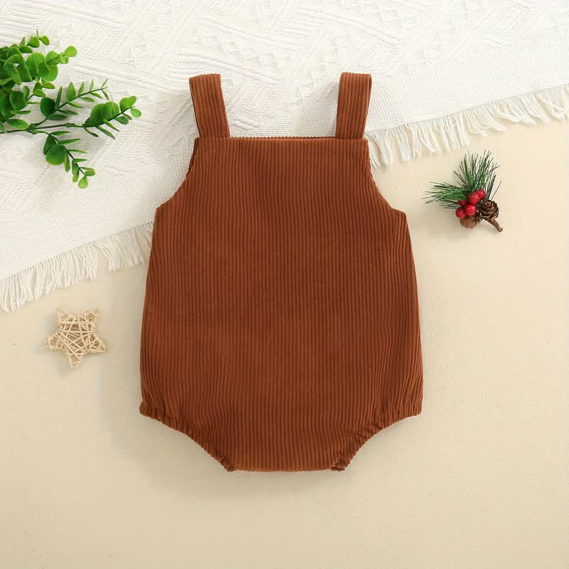 Baby Embroidered Pumpkin Corduroy Brown Overalls