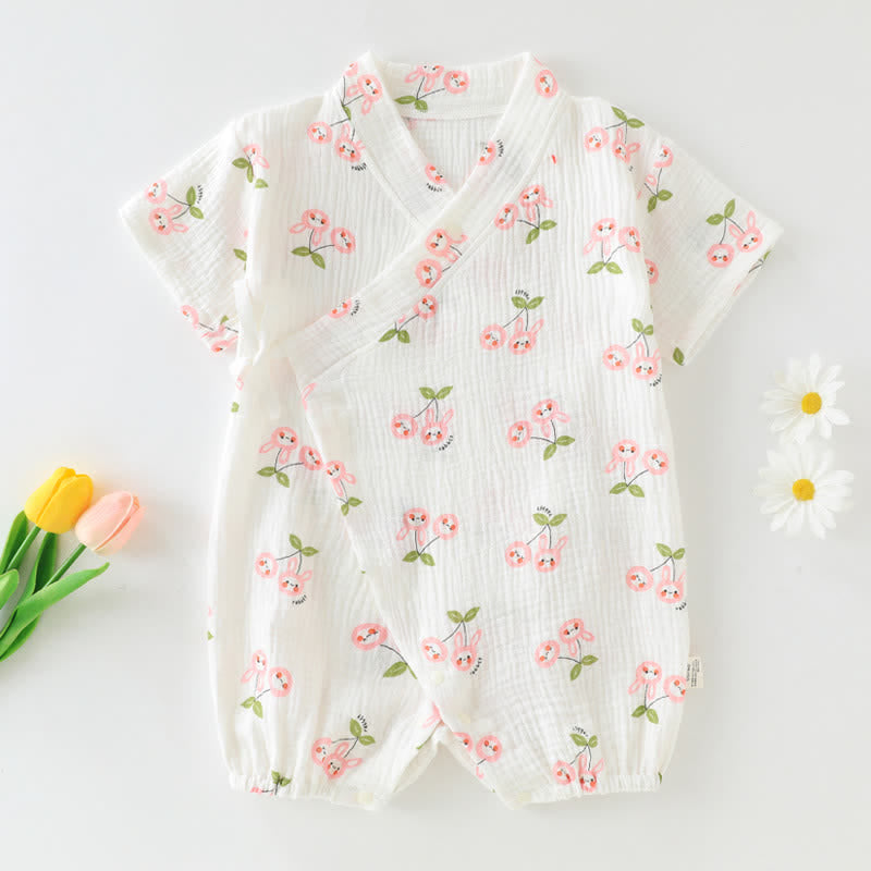 Baby Lovely Bunny Cherry Kimono Romper