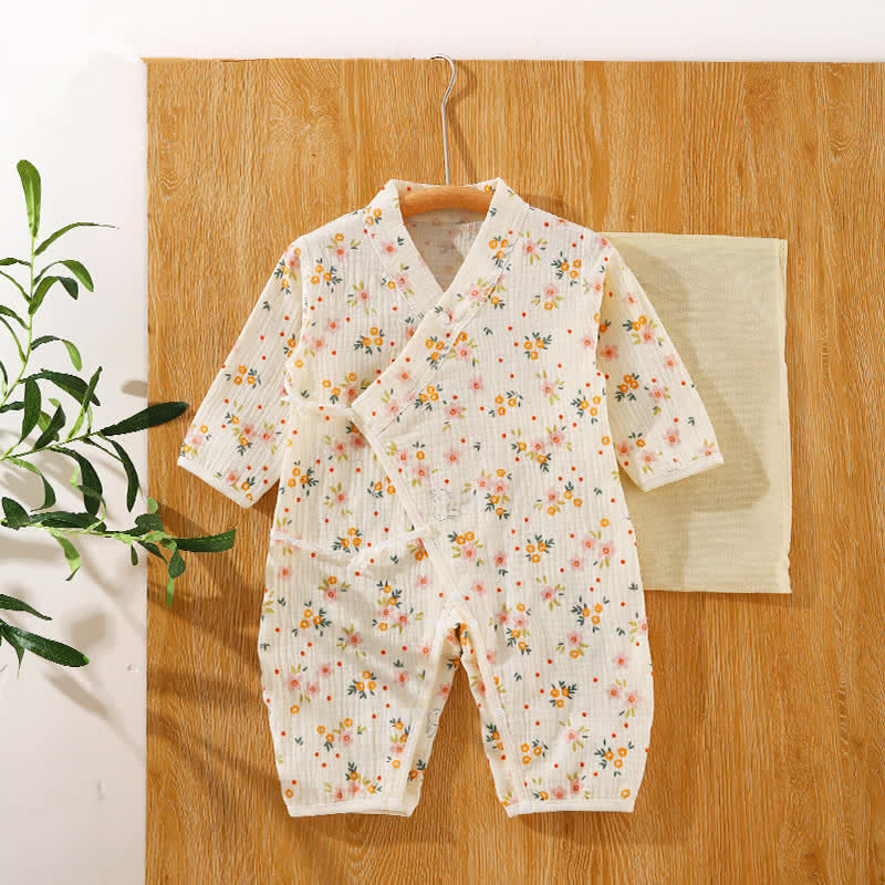 Baby Flower Kimono Apricot Romper