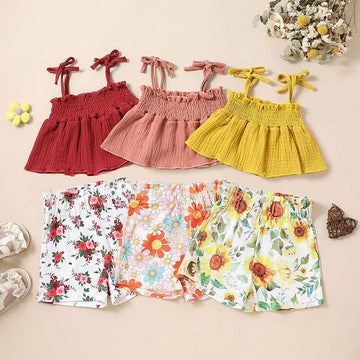 Toddler Girl 2-Piece Flower Suspenders Set