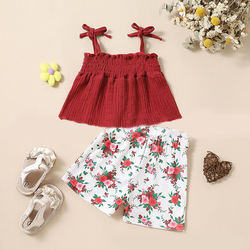 Toddler Girl 2-Piece Flower Suspenders Set