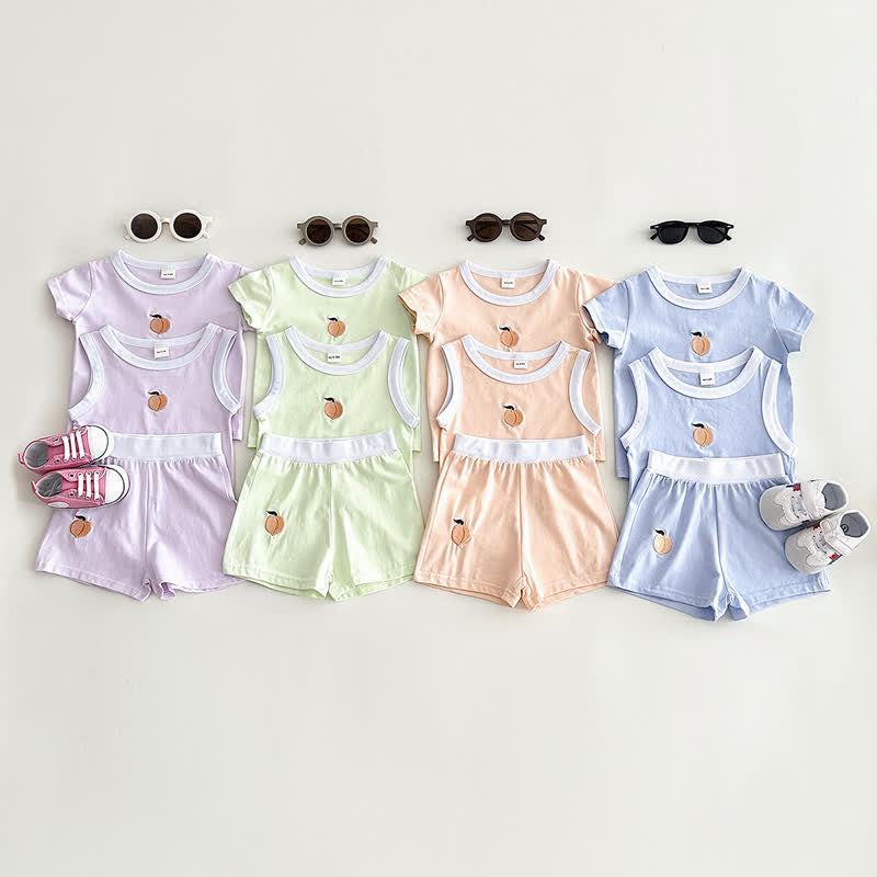 Baby 3-Piece Embroidered Peach Sweatsuit Set