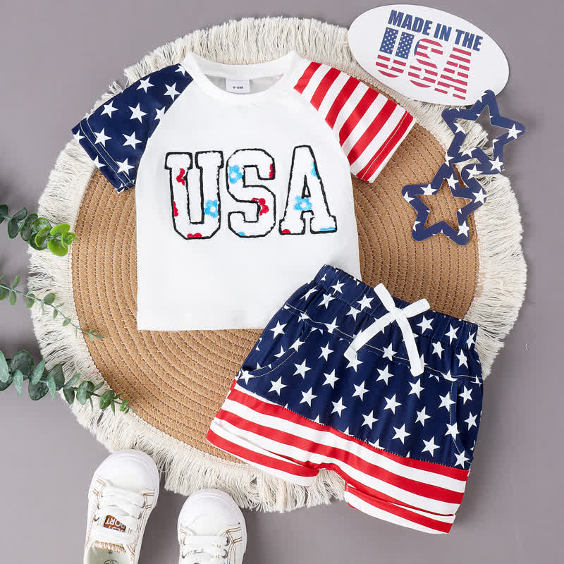 USA Baby Boy 2-Piece Star Striped Set