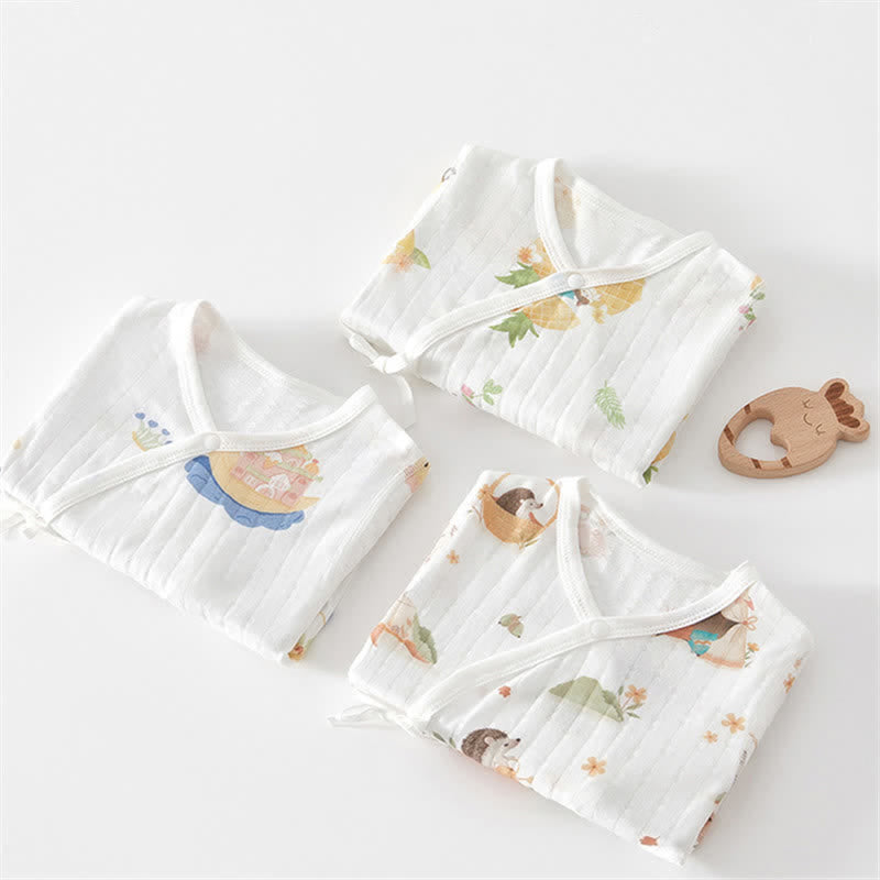 Baby White Animal Fruit Kimono Romper