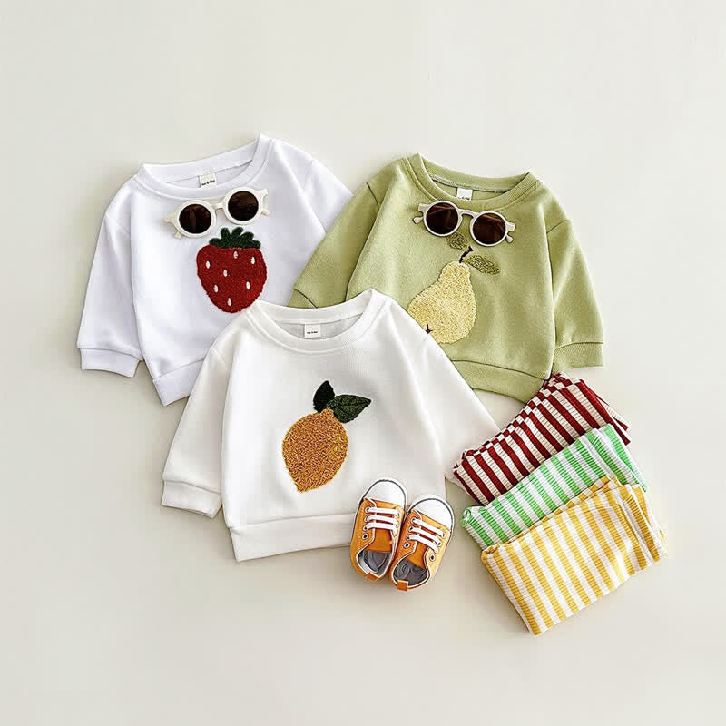 Baby 2-Piece Embroidered Fruit Striped Set