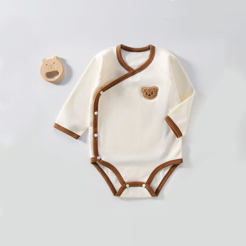 Baby Beige Bear Simple Bodysuit with Hat