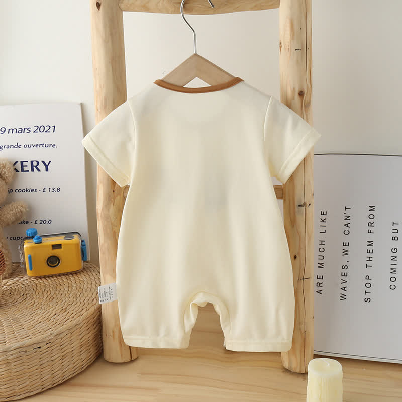 Baby Lovely Bear Slogan Beige Romper