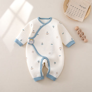 Baby Bunny Car Blue Kimono Romper