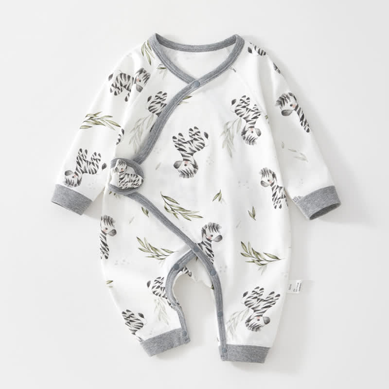 Baby Allover Zebra White Kimono Romper