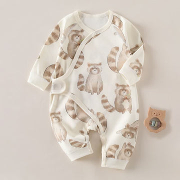 Baby Apricot Raccoon Kimono Romper