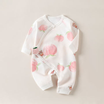 Baby White Bunny Peach Kimono Romper