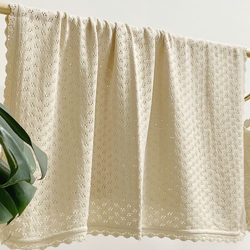 Baby Beige Lace Hollow Out Blanket