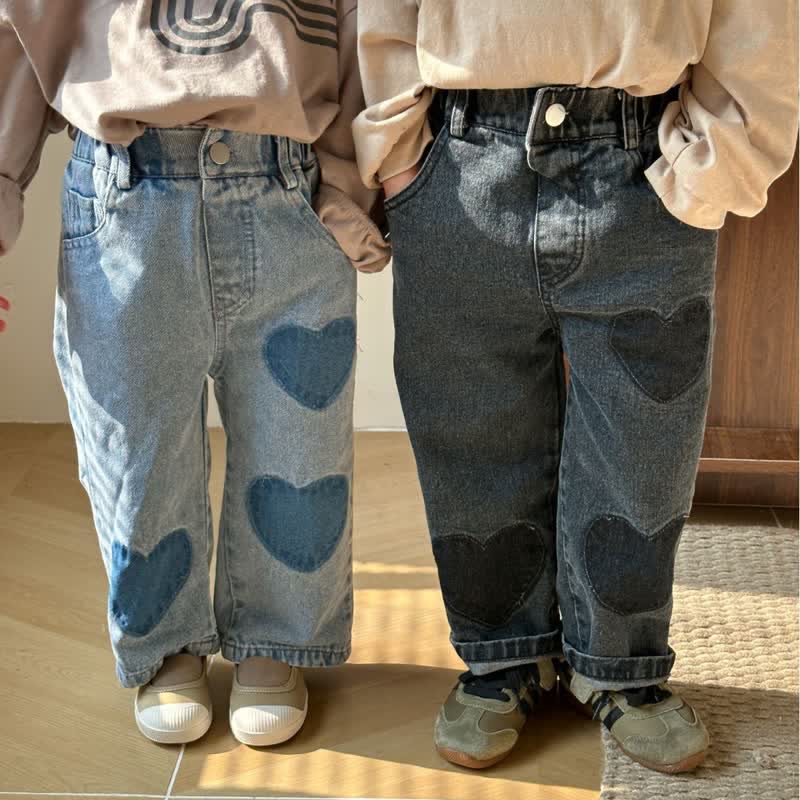 Toddler Denim Heart Casual Pants