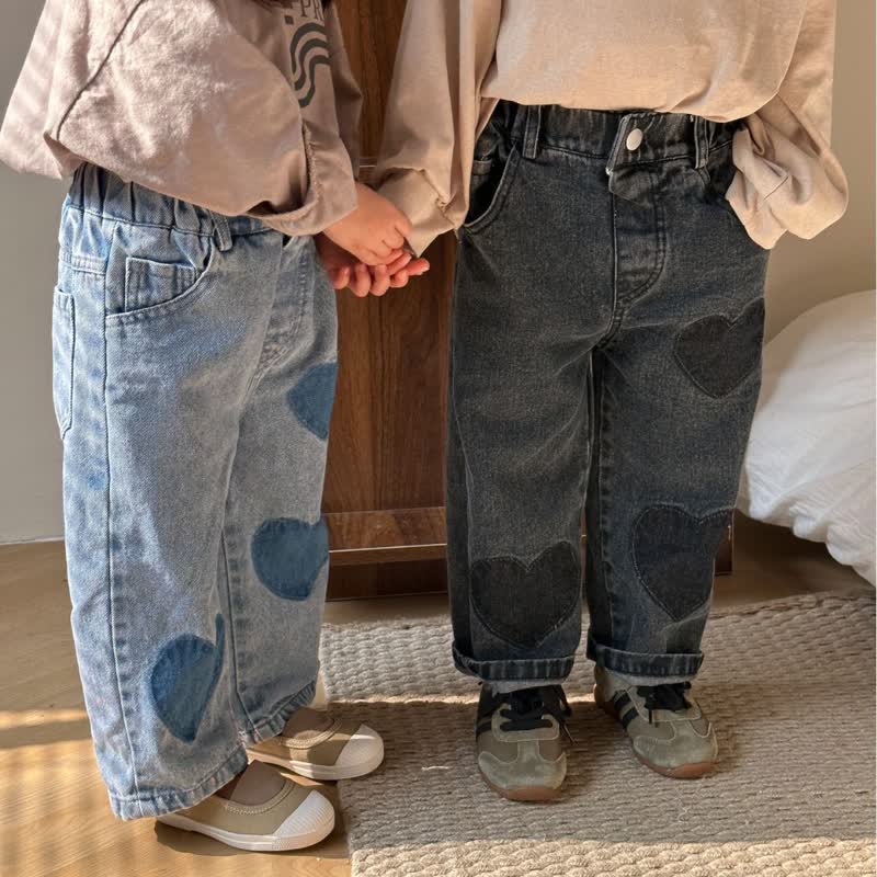 Toddler Denim Heart Casual Pants