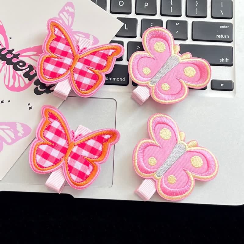 Baby Embroidered Butterfly Hair Clips