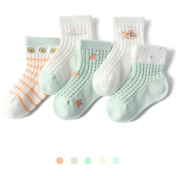 5 Pairs Baby Mesh Fruit Bear Socks