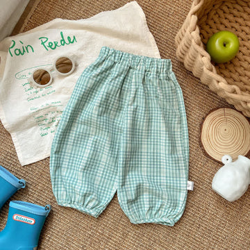 Baby Green Plaid Loose Pants