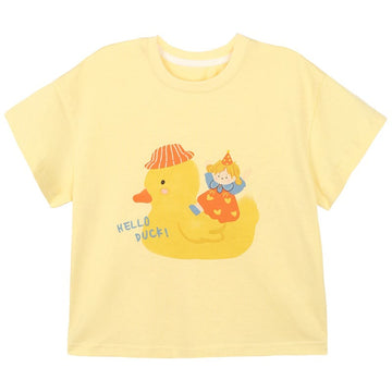 HELLO DUCK! Toddler Cartoon Yellow T-shirt