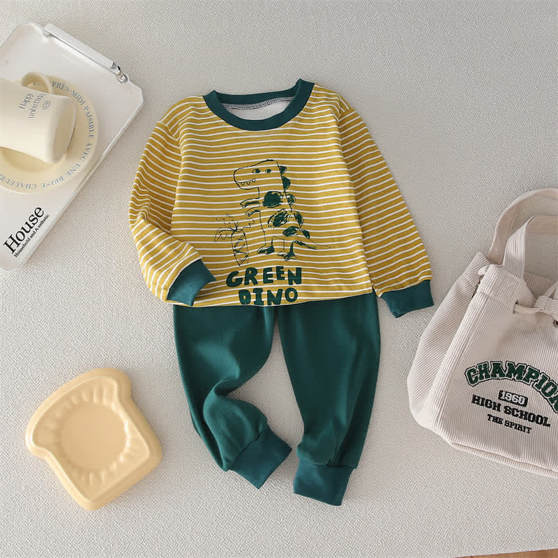 GREEN DINO Baby 2-Piece Striped Set