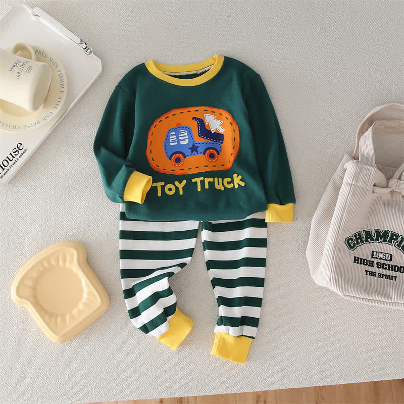 TOY TRUCK Baby Boy 2-Piece Striped Set