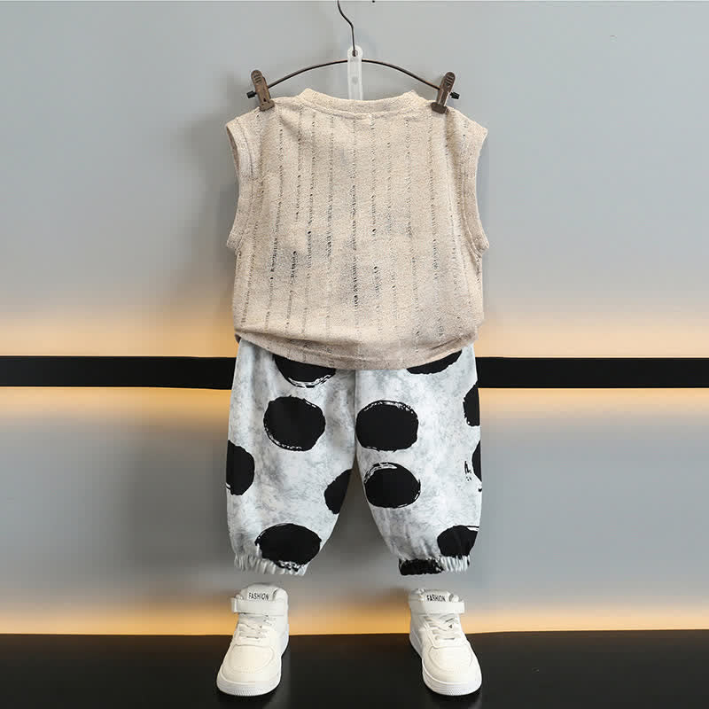 Toddler 2-Piece Hollow Out Sleeveless Dots Set