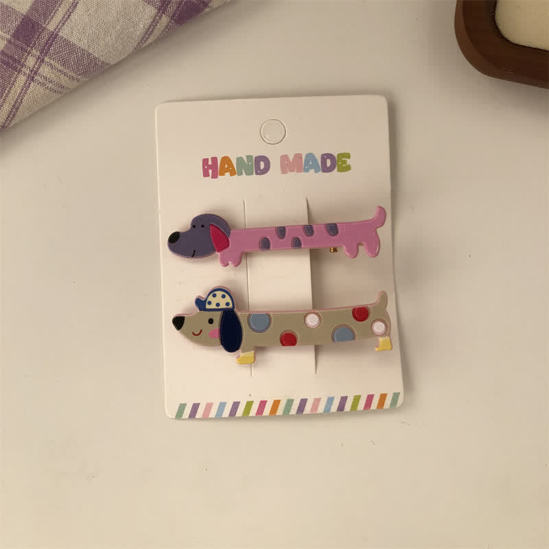 1 Pair Baby Dots Dachshund Hair Clips