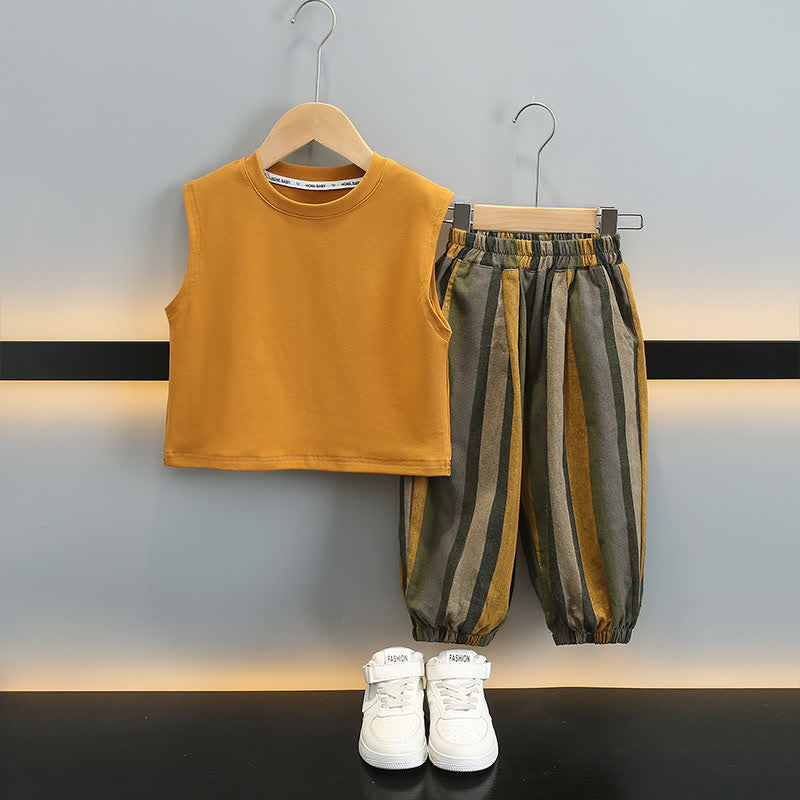 Toddler Boy 2-Piece Yellow Striped Set