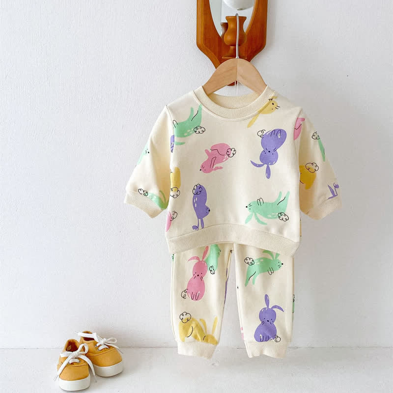 Baby 2-Piece Colorful Bunny Beige Set