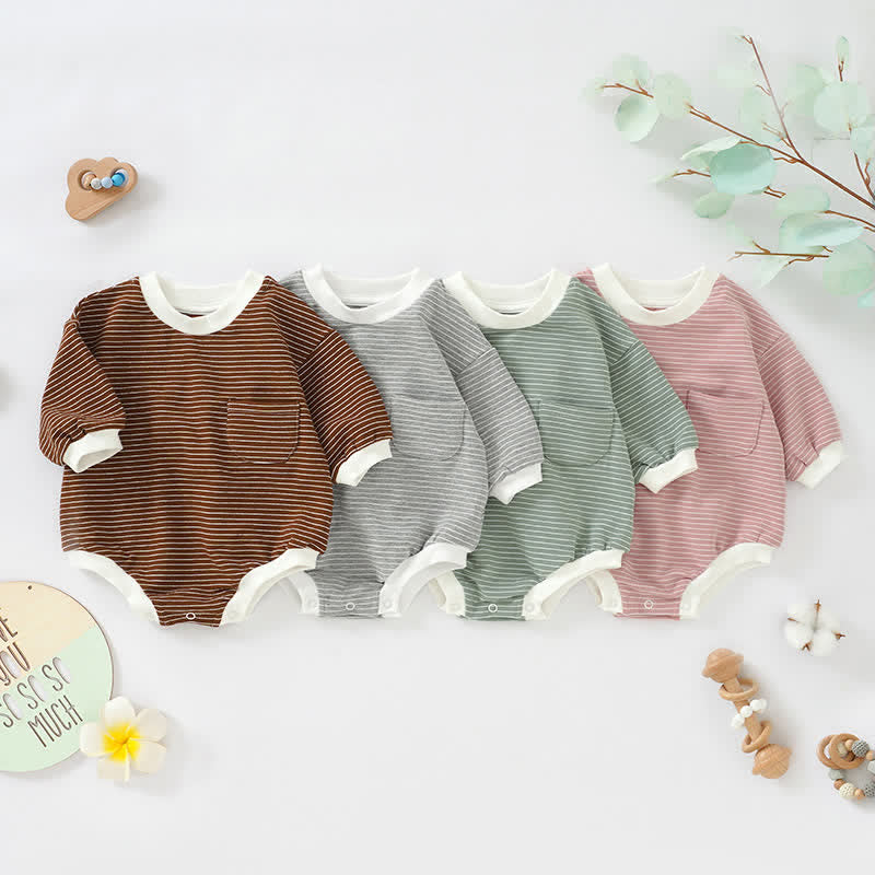 Baby Pocket Simple Striped Bodysuit