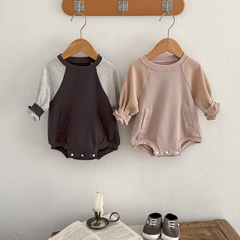 Baby Contrast Sleeves Waffle Comfort Bodysuit