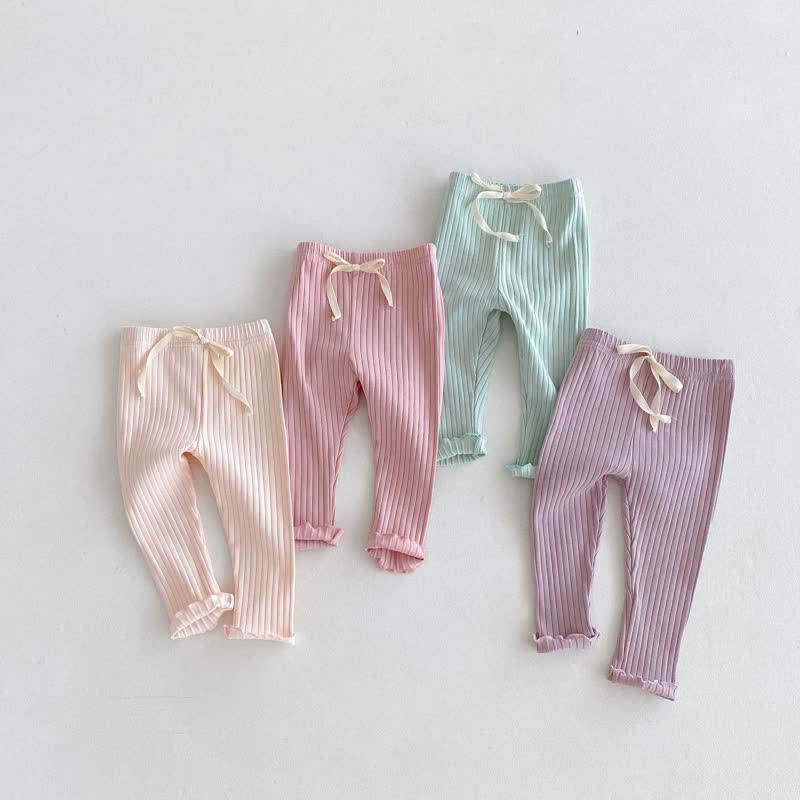 Toddler Girl Bow Ribbed Leggings