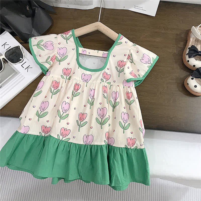 Toddler Lovely Tulip Green Dress