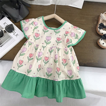 Toddler Lovely Tulip Green Dress