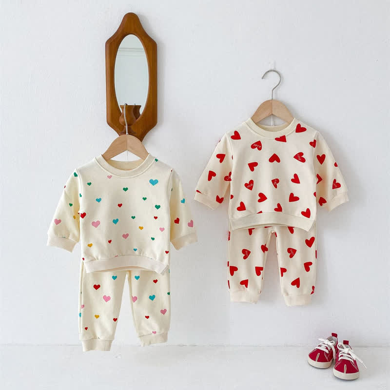 Baby 2-Piece Cute Heart Beige Set