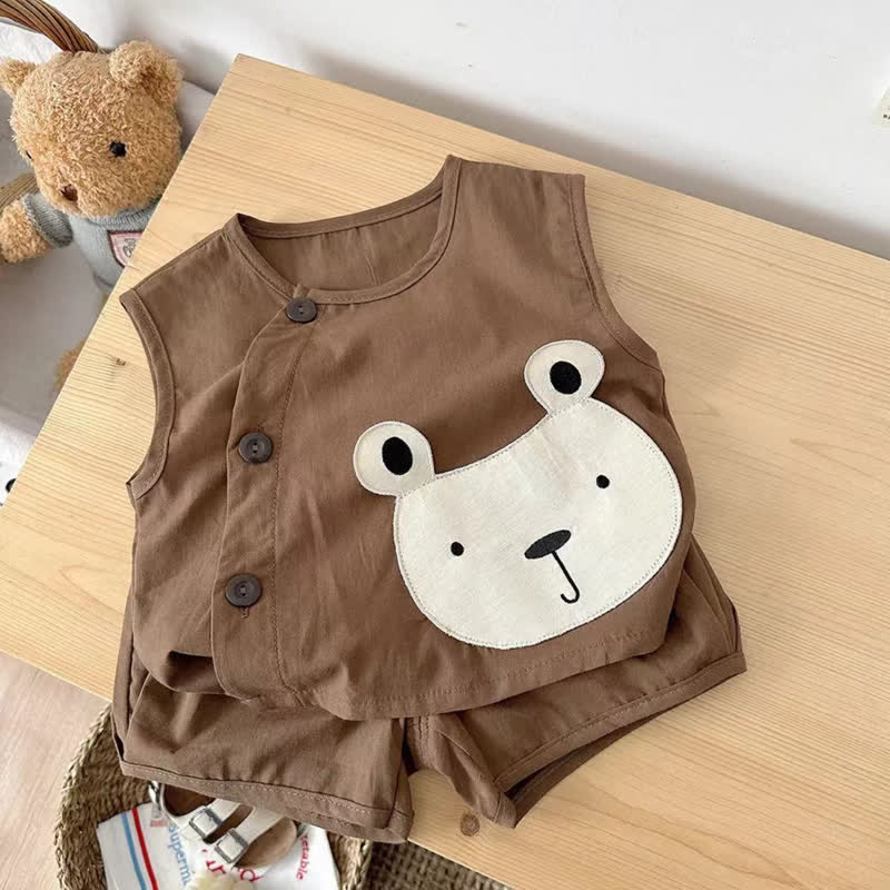 Toddler 2-Piece Cute Bear Sleeveless Set