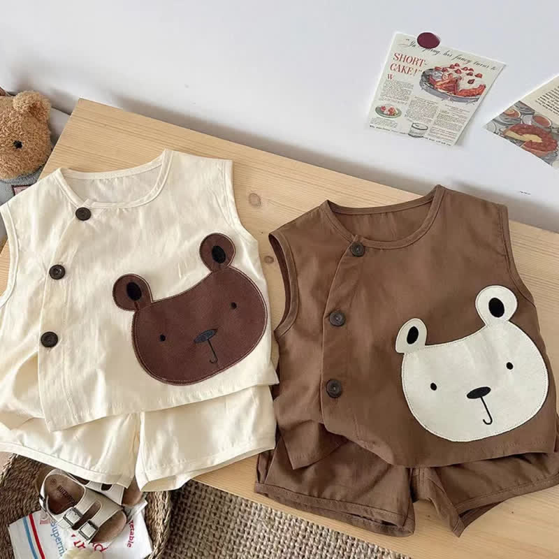 Toddler 2-Piece Cute Bear Sleeveless Set