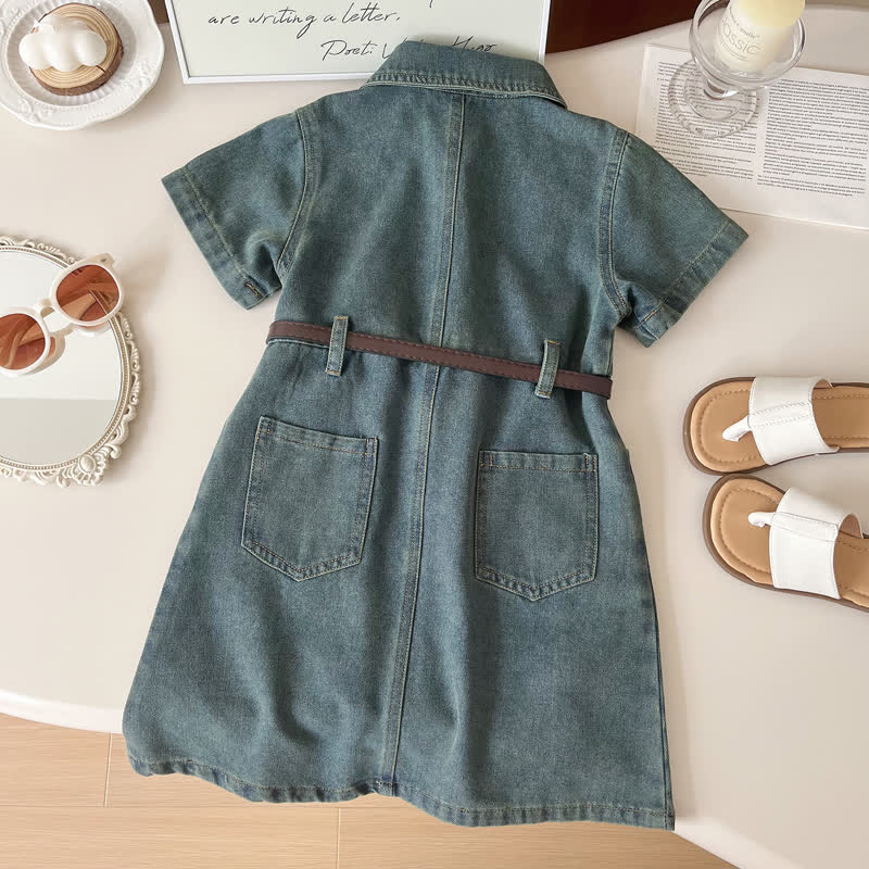 Toddler Denim Blue Dress with Belt