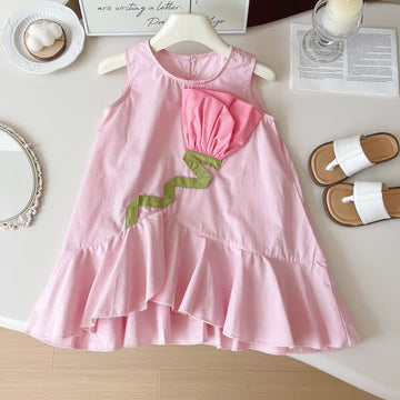 Toddler Pink Flower Sleeveless Dress