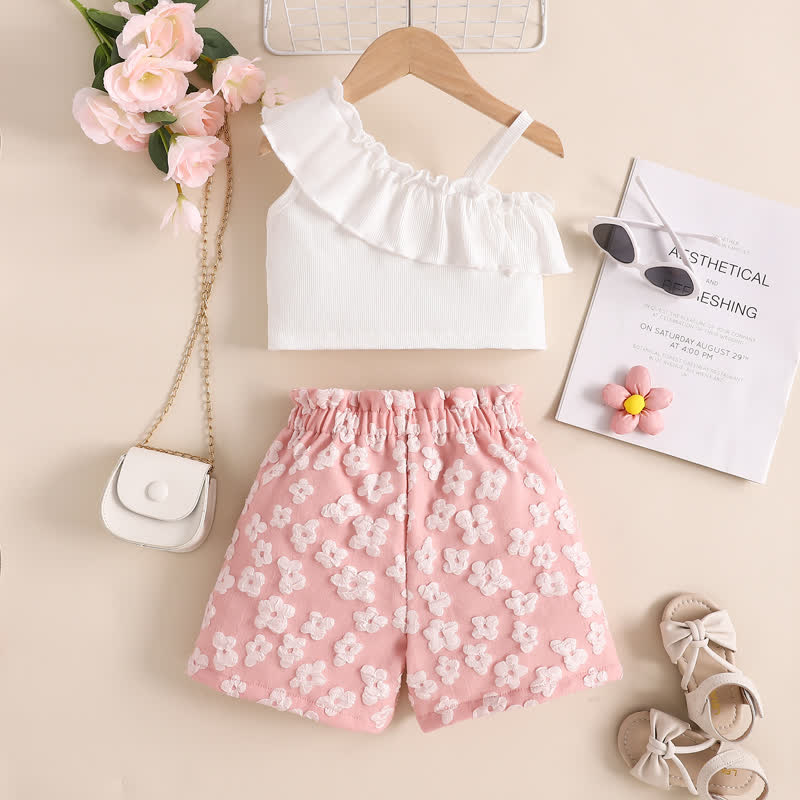 Toddler 2-Piece Bow Flower White Set