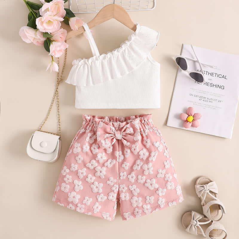 Toddler 2-Piece Bow Flower White Set