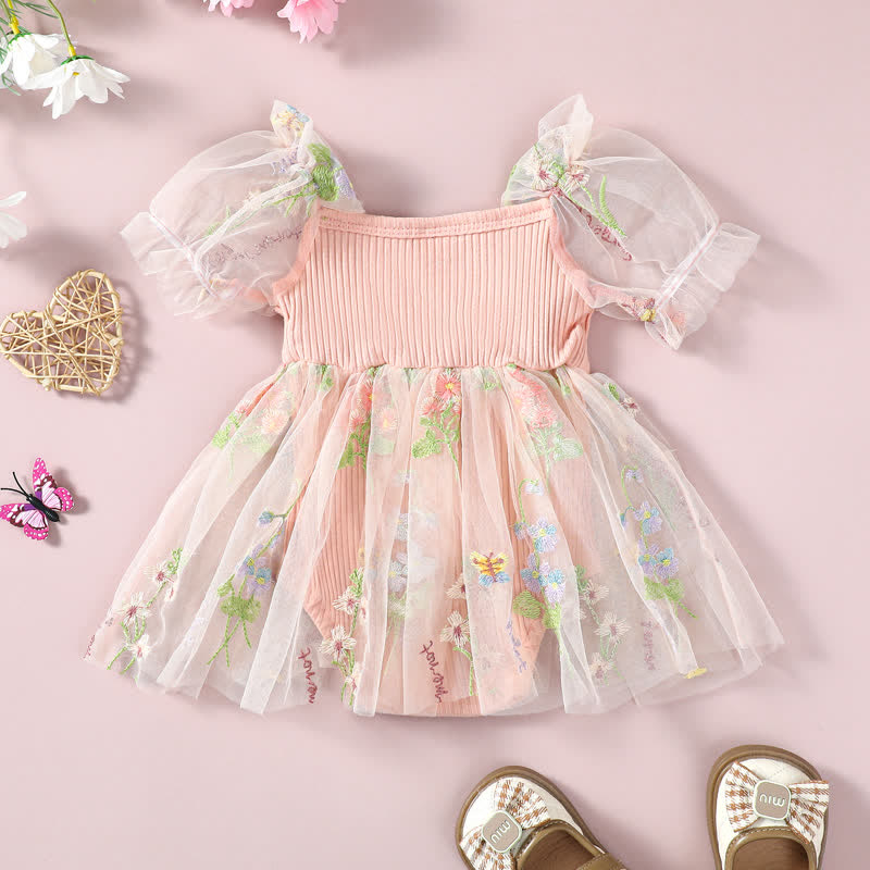 Baby Tulle Bow Embroidered Bodysuit