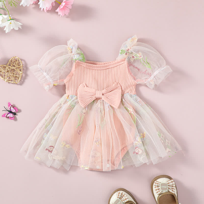 Baby Tulle Bow Embroidered Bodysuit