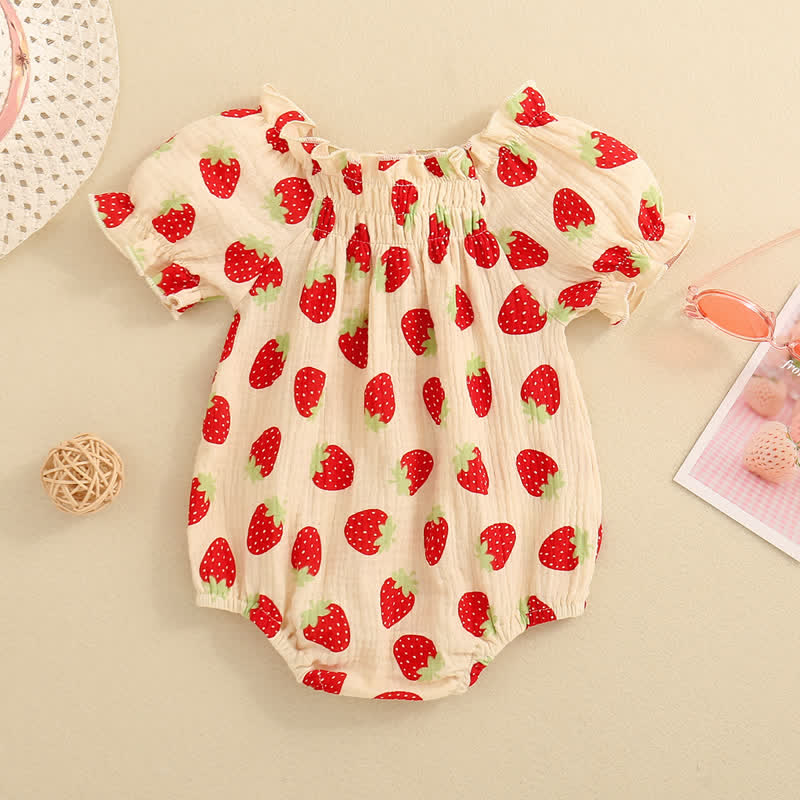 Baby Strawberry Apricot Gauze Bodysuit