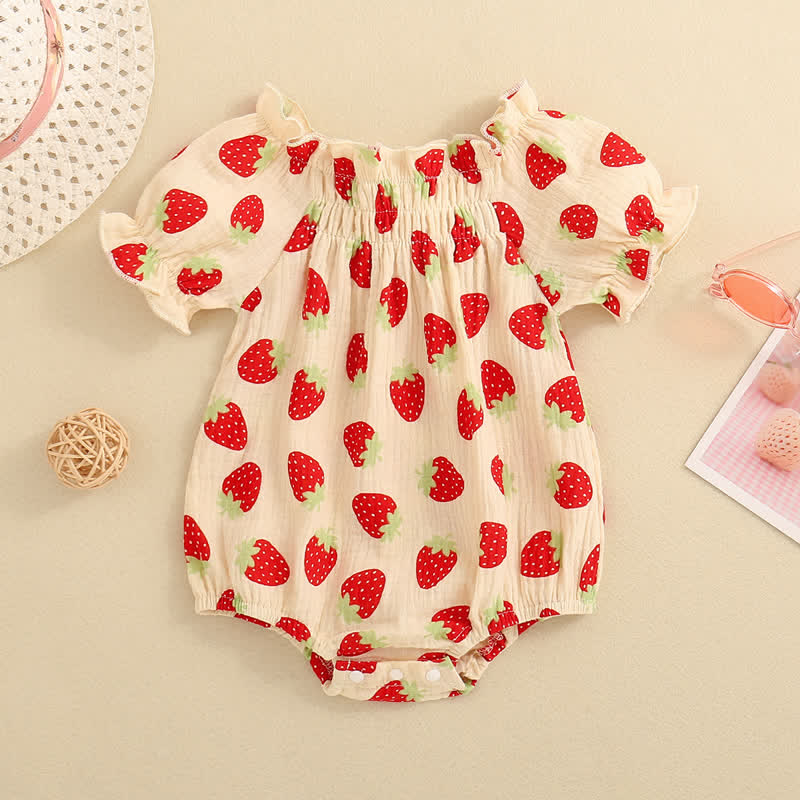 Baby Strawberry Apricot Gauze Bodysuit