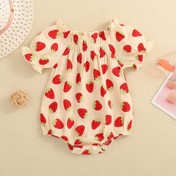 Baby Strawberry Apricot Gauze Bodysuit