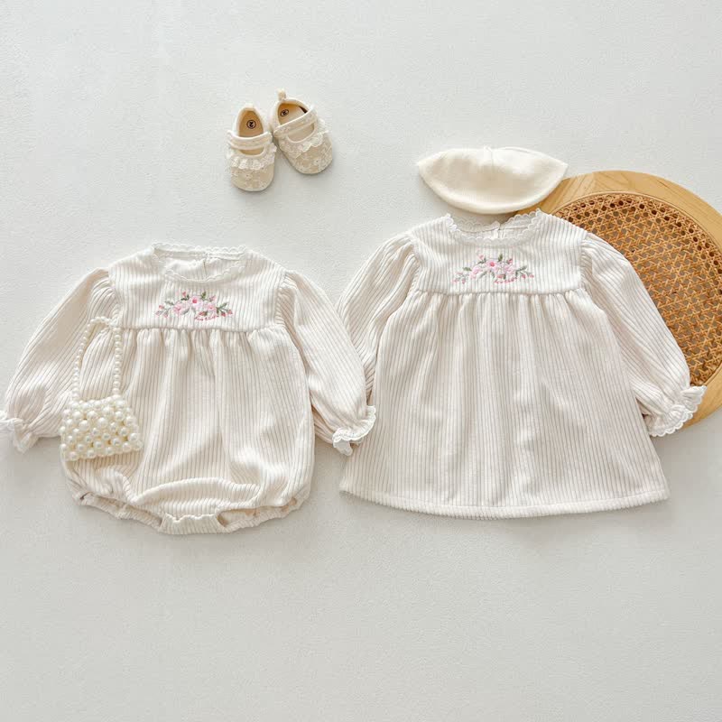 Baby Toddler Corduroy Flower Bodysuit Dress