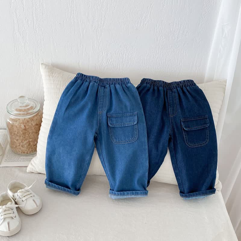 Toddler Pure Color Denim Pocket Pants