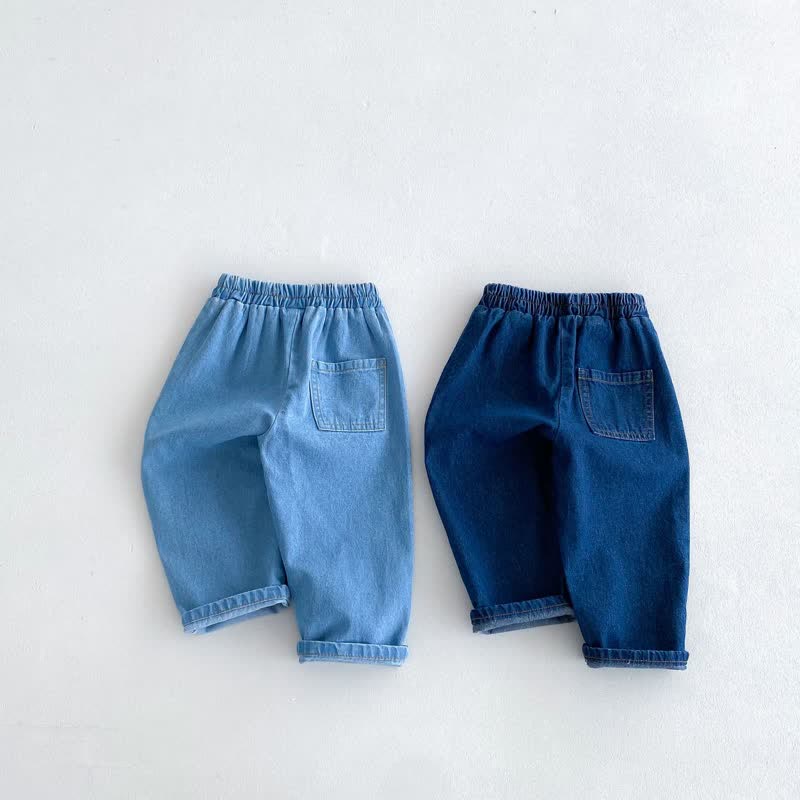 Toddler Solid Color Denim Simple Pants