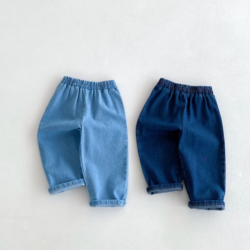 Toddler Solid Color Denim Simple Pants